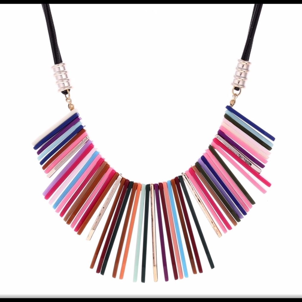 🎄 BOHO ACRYLIC RESIN SLATES CHOKER NECKLACE - Picture 2 of 6